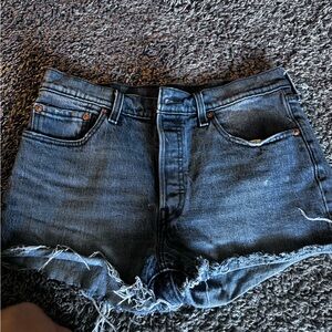 Levi's Blue Jean Shorts Distressed Frayed Hem